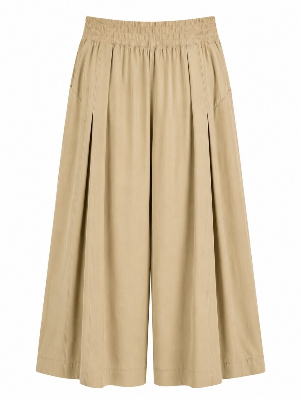 Zyia Women's Beige Tan Nylon Cropped Wide Leg Pull-on Pants Sz XS Workout Casual